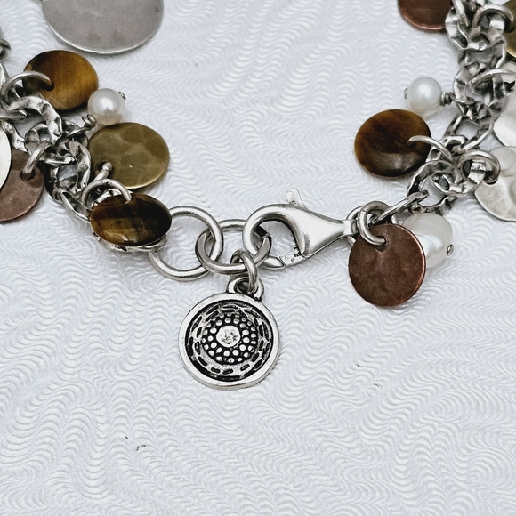 *SALE* Silpada Sterling Silver Bronze Copper Coin Pearl Cha Cha Bracelet B1853 - Picture 9 of 15